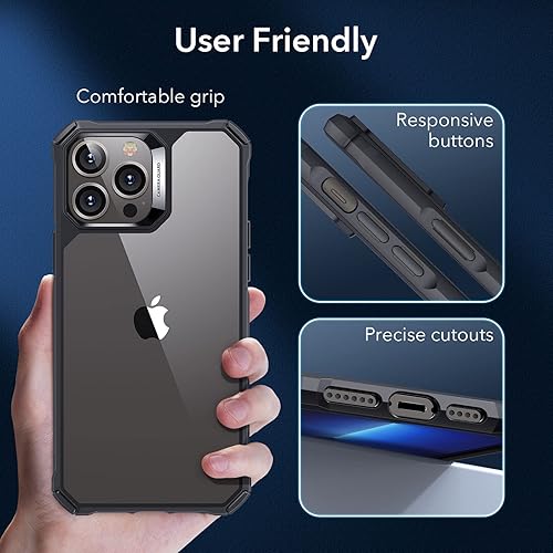 Miniatura 6 de ESR - Funda para iPhone 13 Pro Max, protección de grado militar, a prueba de golpes, resistente al amarillamiento, acrílico, negro transparente