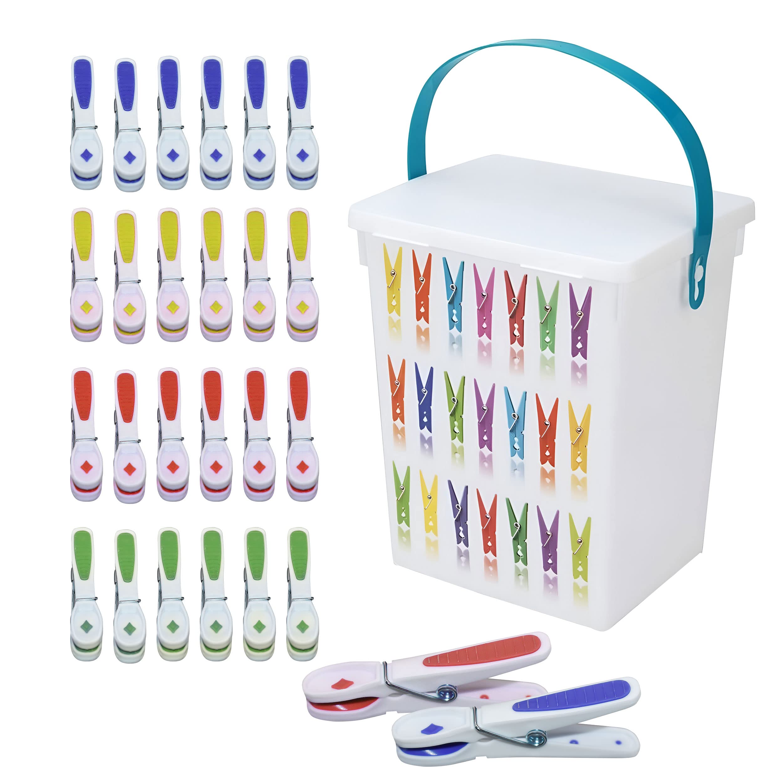 24 Allglazz Soft Touch Laundry Clothes Pegs and Plastic Peg Box with Lid Box Can Store Soap Power