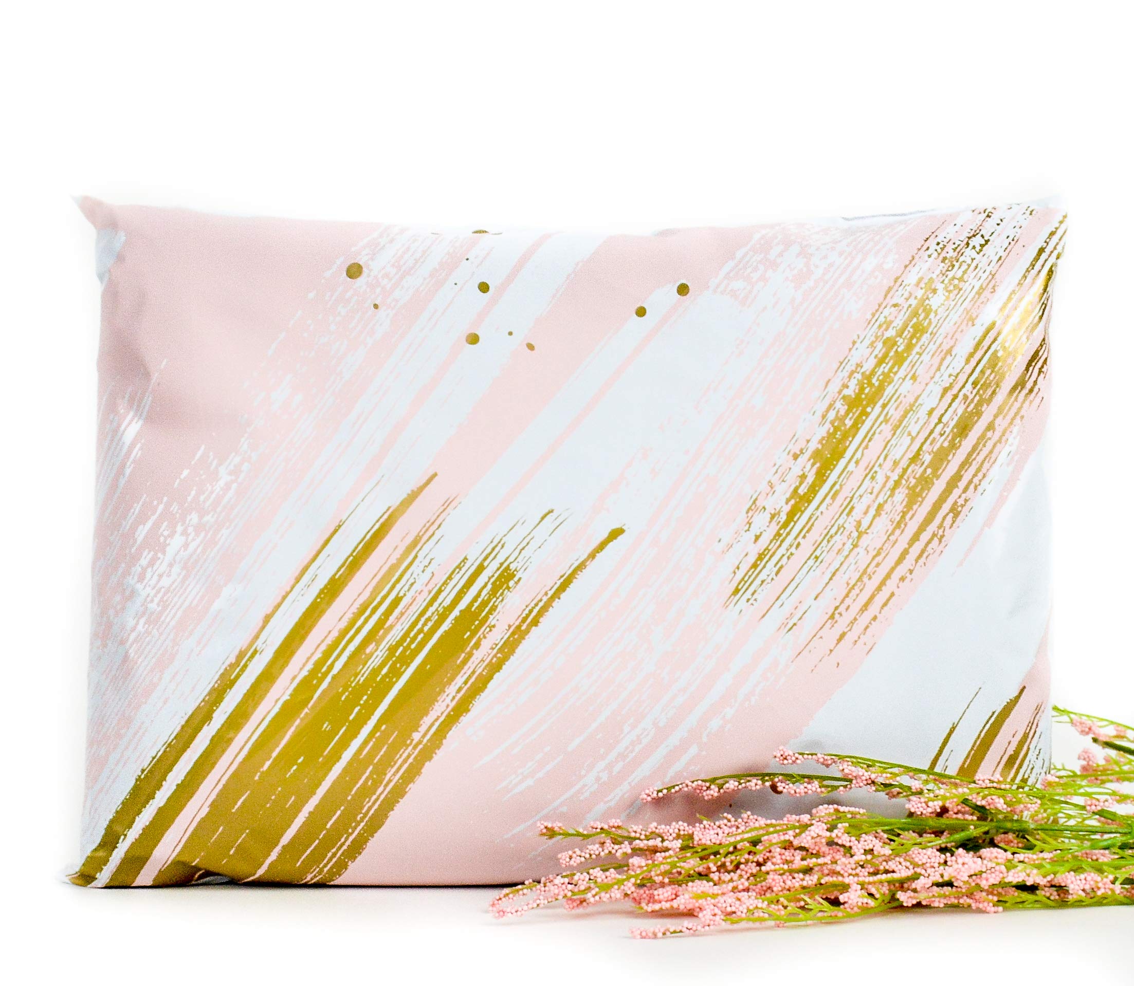 10x13 Poly Mailers 100 Pack | Champagne | Reusable Shipping Supplies Envelopes | Plastic Small Business Clothing Packaging Mailing Bags | Sticky Self Seal Cute Pink Gold