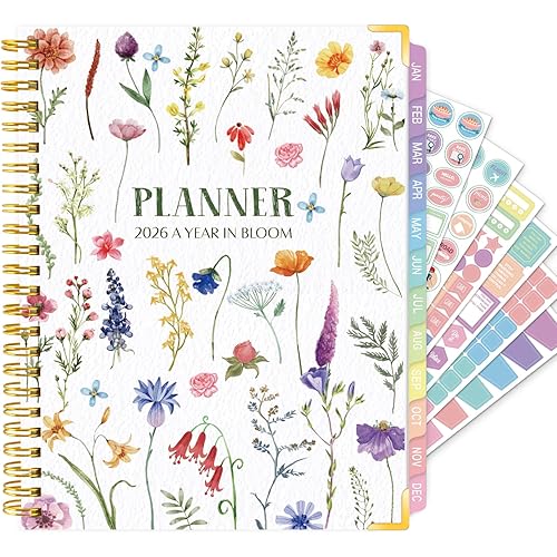 GuassLee 2026 Planner, Weekly and Monthly Planner from January 2026-December 2026, 6.1"x8.4" Aesthetic Agenda Book Planner with Back Pocket, Stickers, Coated Tabs, A5 Size