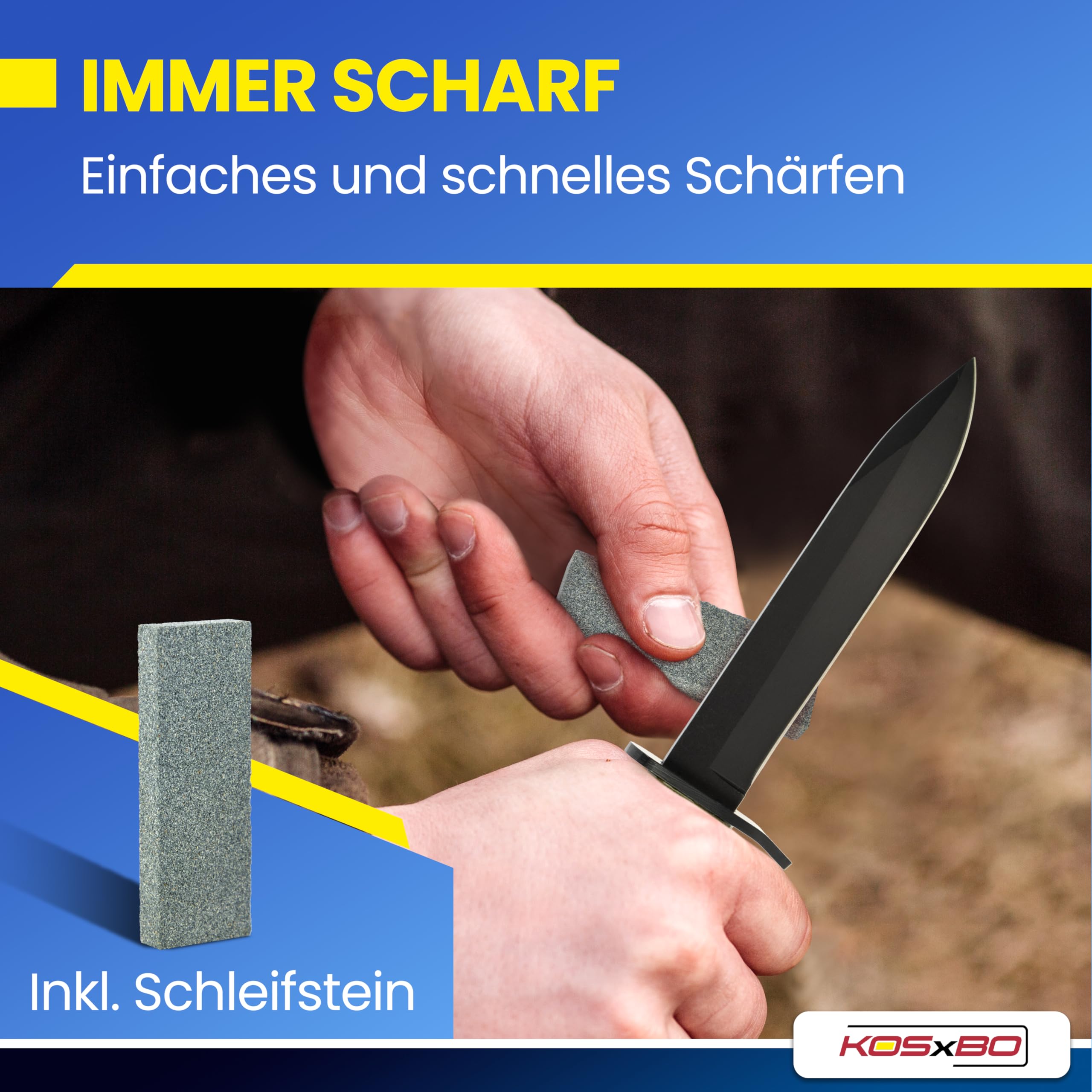 KOSxBO® BW Messer 26,5 cm - Multipurpose Militär Kampfmesser mit Schleifstein - taktisches Kampfmesser - Jagdmesser - Outdoor - Freizeitmesser grün schwarz - USA Knife