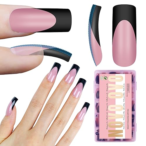 Miniatura 8 de 120 puntas de uñas postizas de cobertura completa para acrílico, cobertura medialarga, acampanada, Y2K, vibe ancha, francesa, suave, extensión de