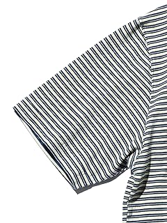 Pocket Tee Indigo Stripe 38-04-0106-156 38040106156: Off White Pocket Tee Indigo Stripe 38-04-0106-156 38040106156: Off White
