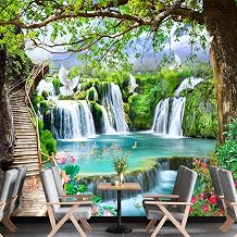 Custom Waterfall Peel And Stick Wallpaper Tree Forest Waterfall Wall Mural
