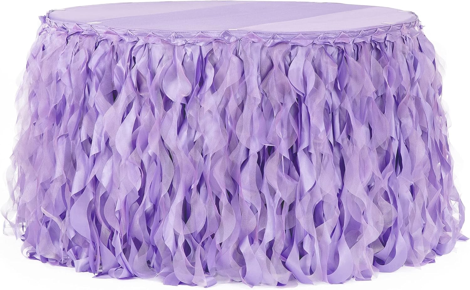 1 Pc, Curly Willow 21Ft Table Skirt - White for Weddings, Quinceaneras, Birthday Celebrations