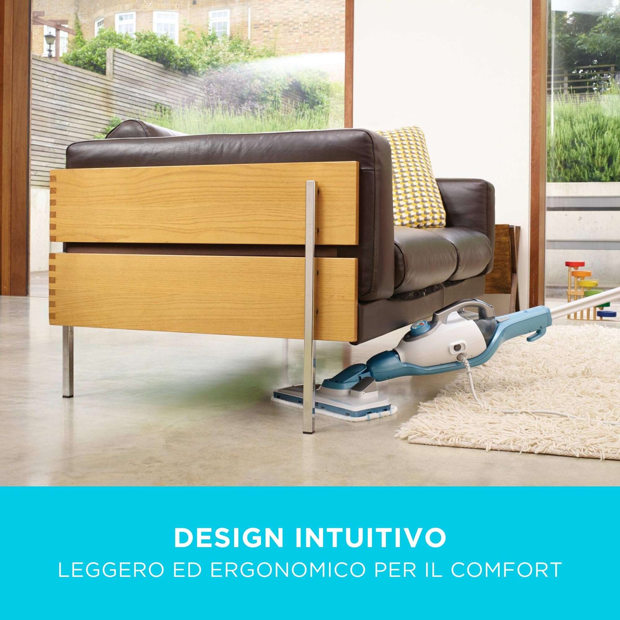BLACK+DECKER FSMH1321JSM-QS Lavapavimenti a vapore STEAM-MOP 13 in 1, Sistema di Pulizia Guanto Steamitt, con Generatore di Vapore Portatile, 1300W