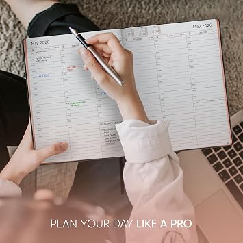 Academic Planner 2025-2026 - Rose Gold Edition, Weekly Planner and Monthly Planner Hourly Appointment Book Softcover Calendar, Simple Design for Productivity, June 2025 - July 2026 8.5 x 11