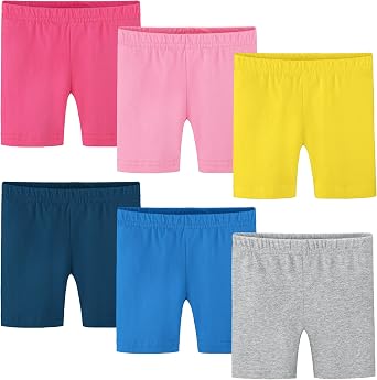 Poroka 6 Pack Baby and Toddler Girls Bike Shorts Soft Girls Summer Dancewear Shorts Solid Tumbling Safety Short for Kids