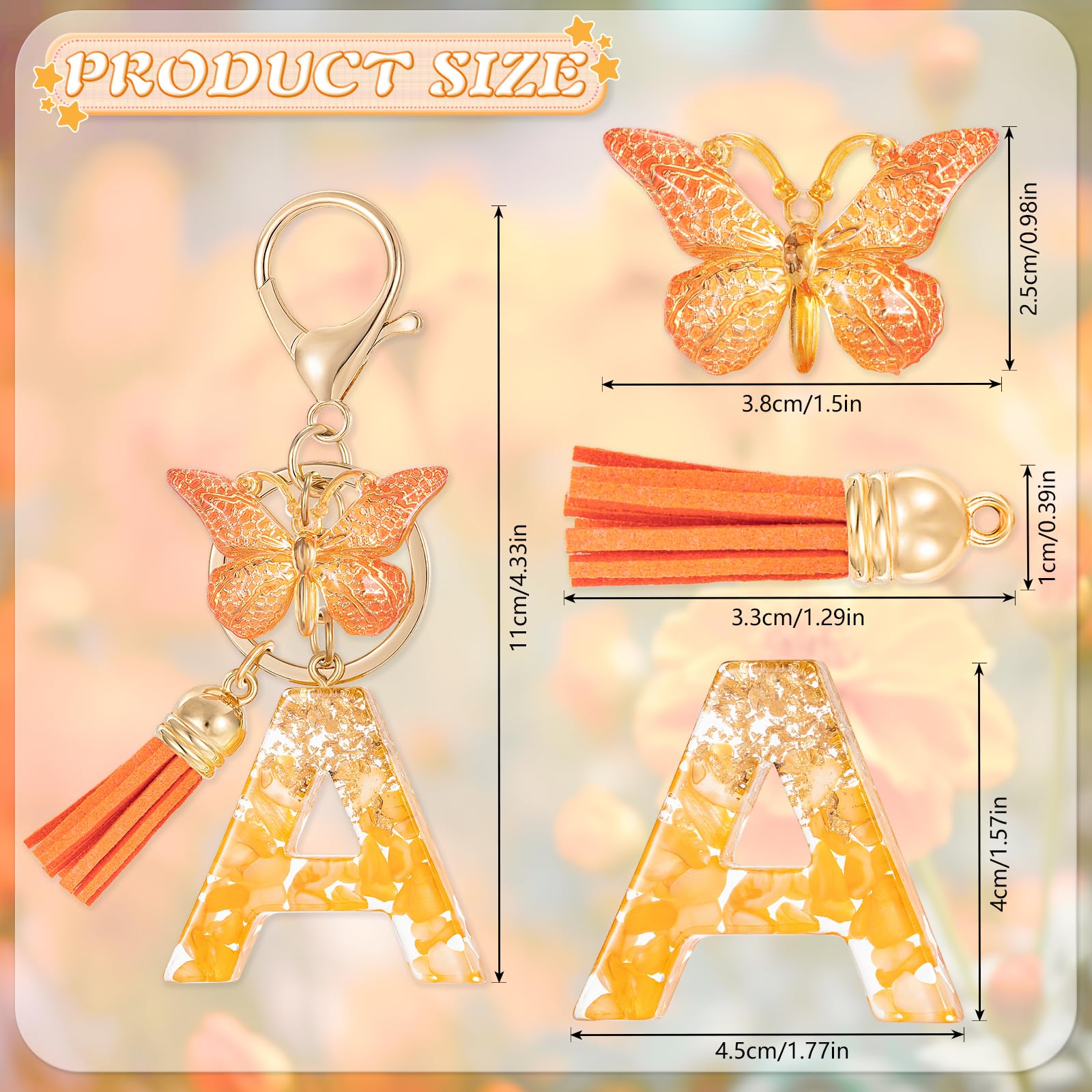 MWOOT Letter Keychain Iniziale Portachiavi Lettera Resina, Alfabeto
