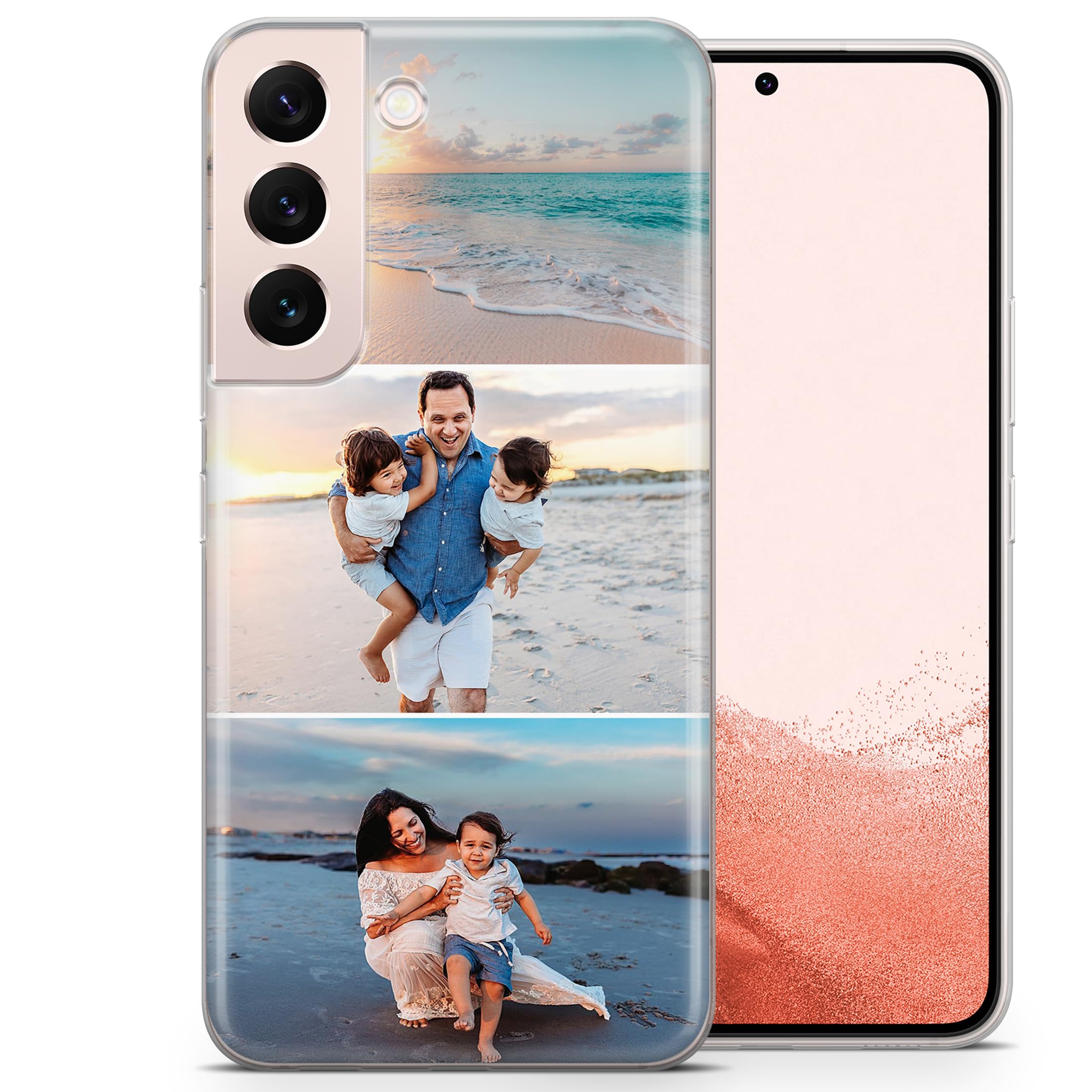 AIGAT Personalised TPU Clear Case for Samsung Galaxy S24 Plus 5G - Custom 3 Collage Photos | Text Customised Name Photo Phone Case for Samsung Galaxy S24 Plus 5G