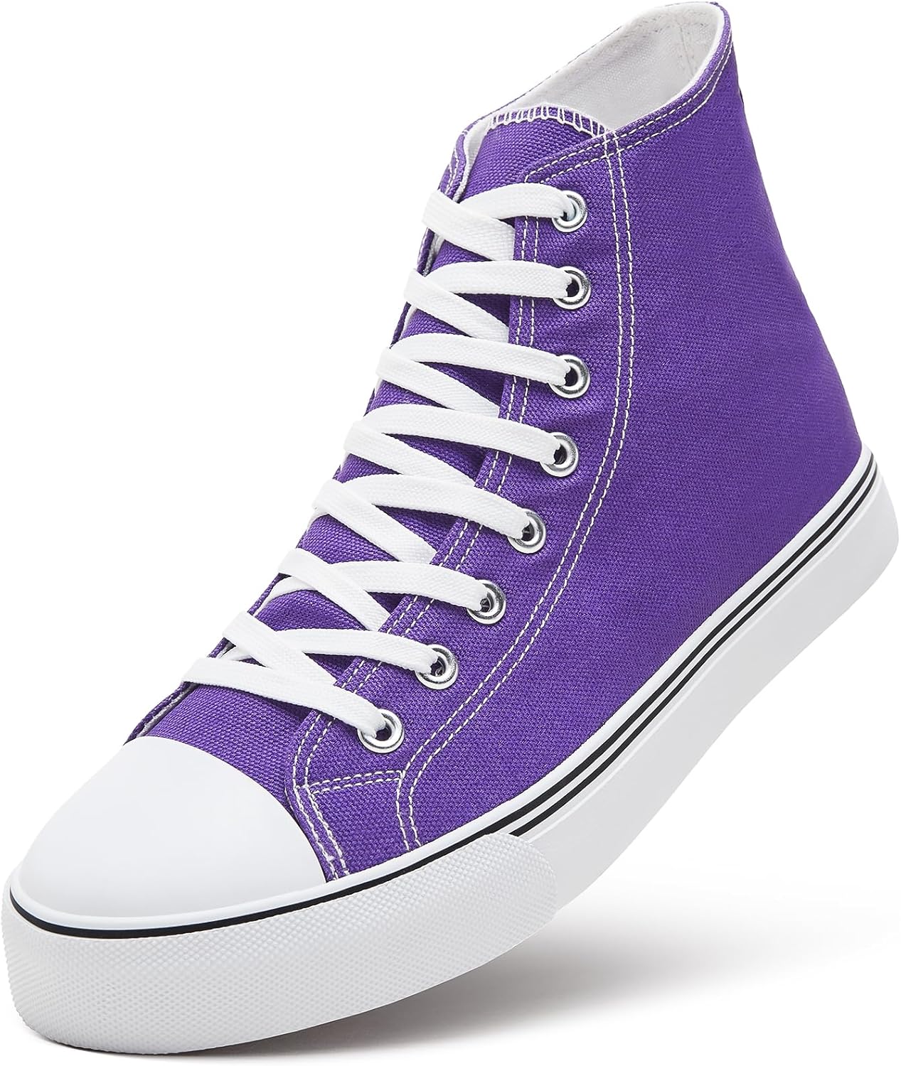 ZGR Men's High Top Canvas Sneakers Lace Up Classic Casual Walking Shoes 7 Purple