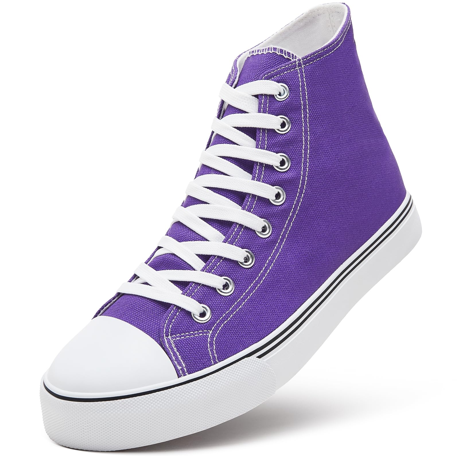 ZGR Men’s High Top Canvas Sneakers Lace Up Classic Casual Walking Shoes 47 EU Purple