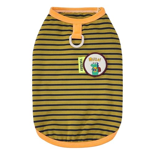 Izefia Camisetas para Perro Ropa a Rayas Transpirable Elegante Fresca Chaleco De AlgodÓN De Verano Camiseta…