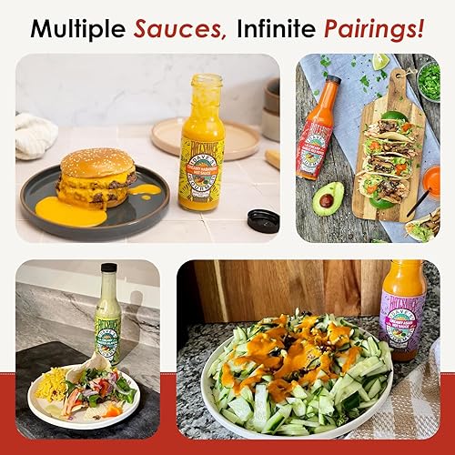 Miniatura 6 de Dave's Gourmet Salsa picante cremosa, paquete de 4 variedades, jalapeño, ajo, pimiento rojo y salsas asiáticas y habanero, calor medio, textura