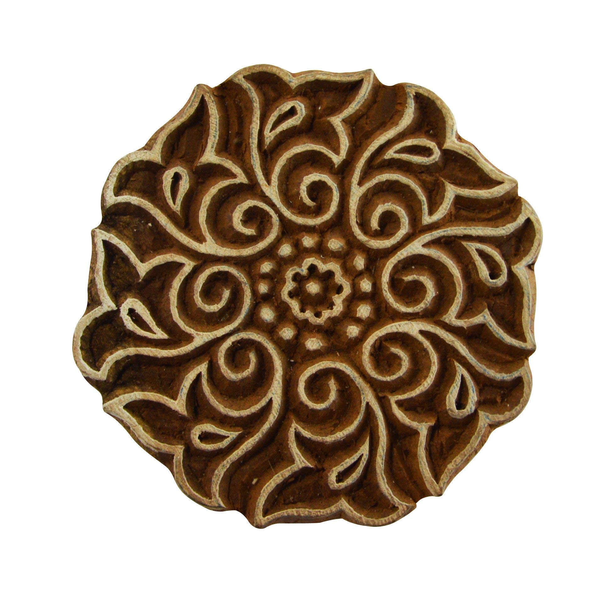 Tampon rond en bois motif fleur pour personnaliser vos faire-part