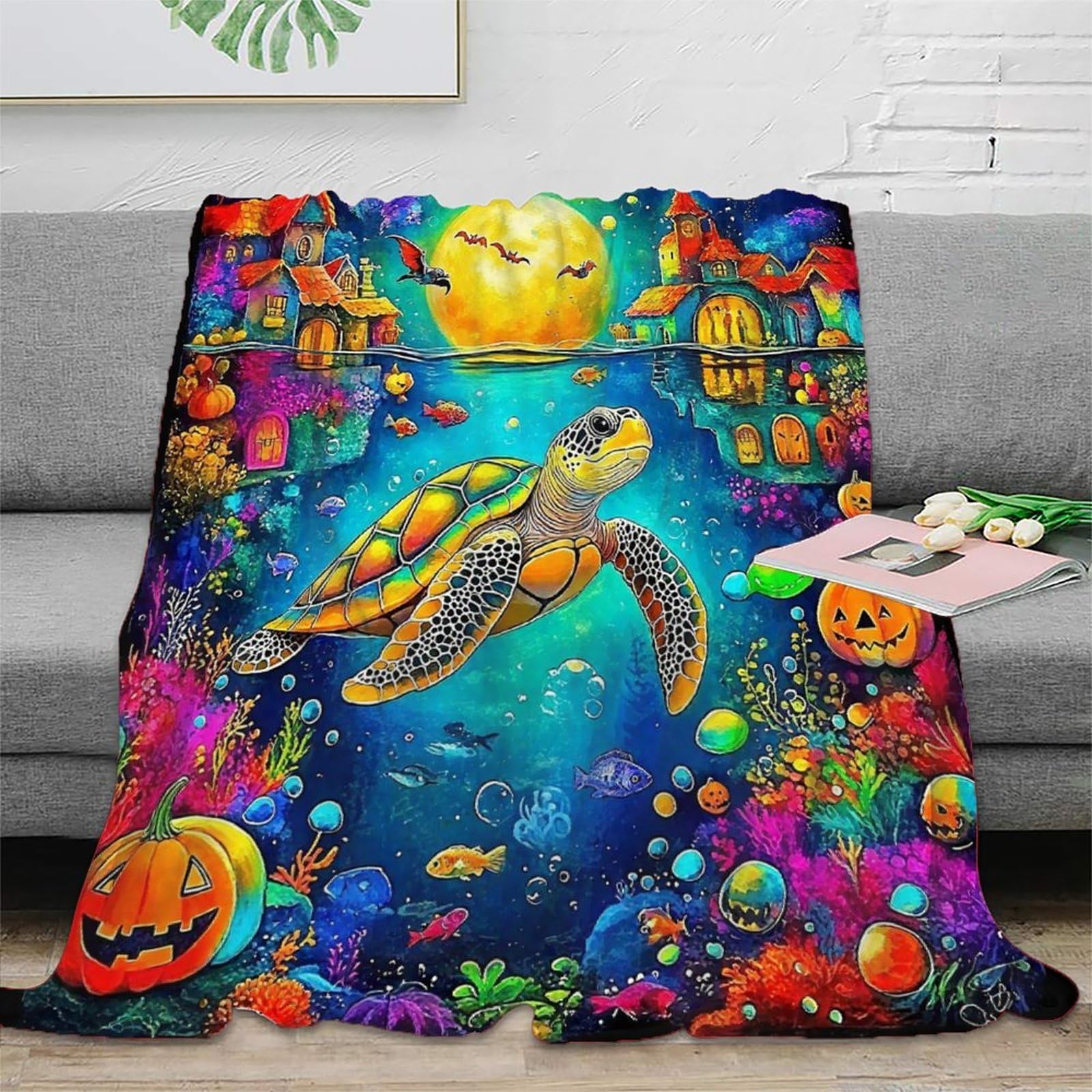Couverture lit tortue de mer idéale pour vos soirées cinéma et camping