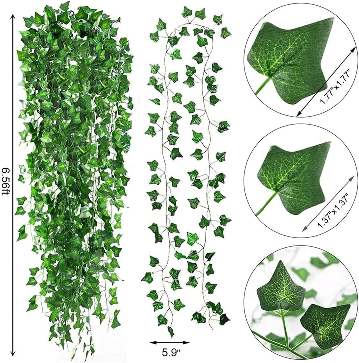 InLiMa 5 pezzi di edera artificiale foglia di vite 6,8 piedi foglie verdi appese ghirlanda fiori di fogliame finto casa cucina giardino ufficio decorazione della parete di nozze