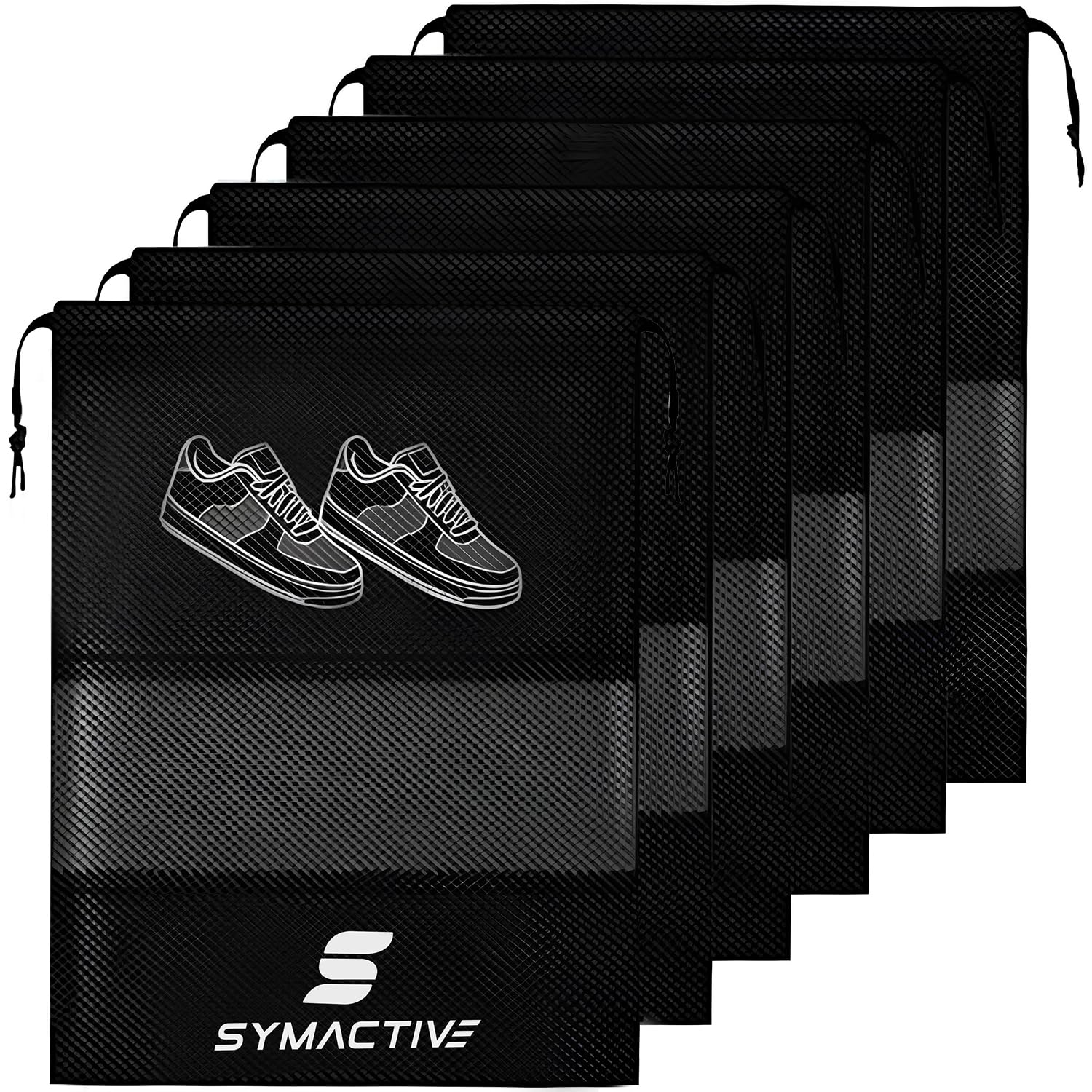 Amazon Brand - Symactive Shoe Bag for Travel/Storage | Organizer Shoe Bags for Women & Men Travel Accessories - Pack of 6 Shoe Pouch