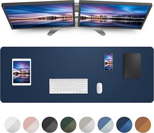 Miniatura 17 de Almohadilla grande para escritorio, alfombrilla para mouse, tapete para escritorio de oficina, protector de escritorio de piel sintética Negro