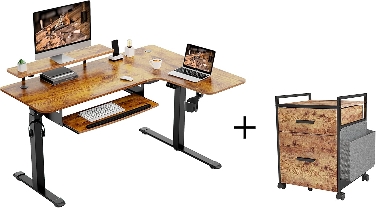EUREKA ERGONOMIC 61 Inch L Shaped Electric Standing Desk