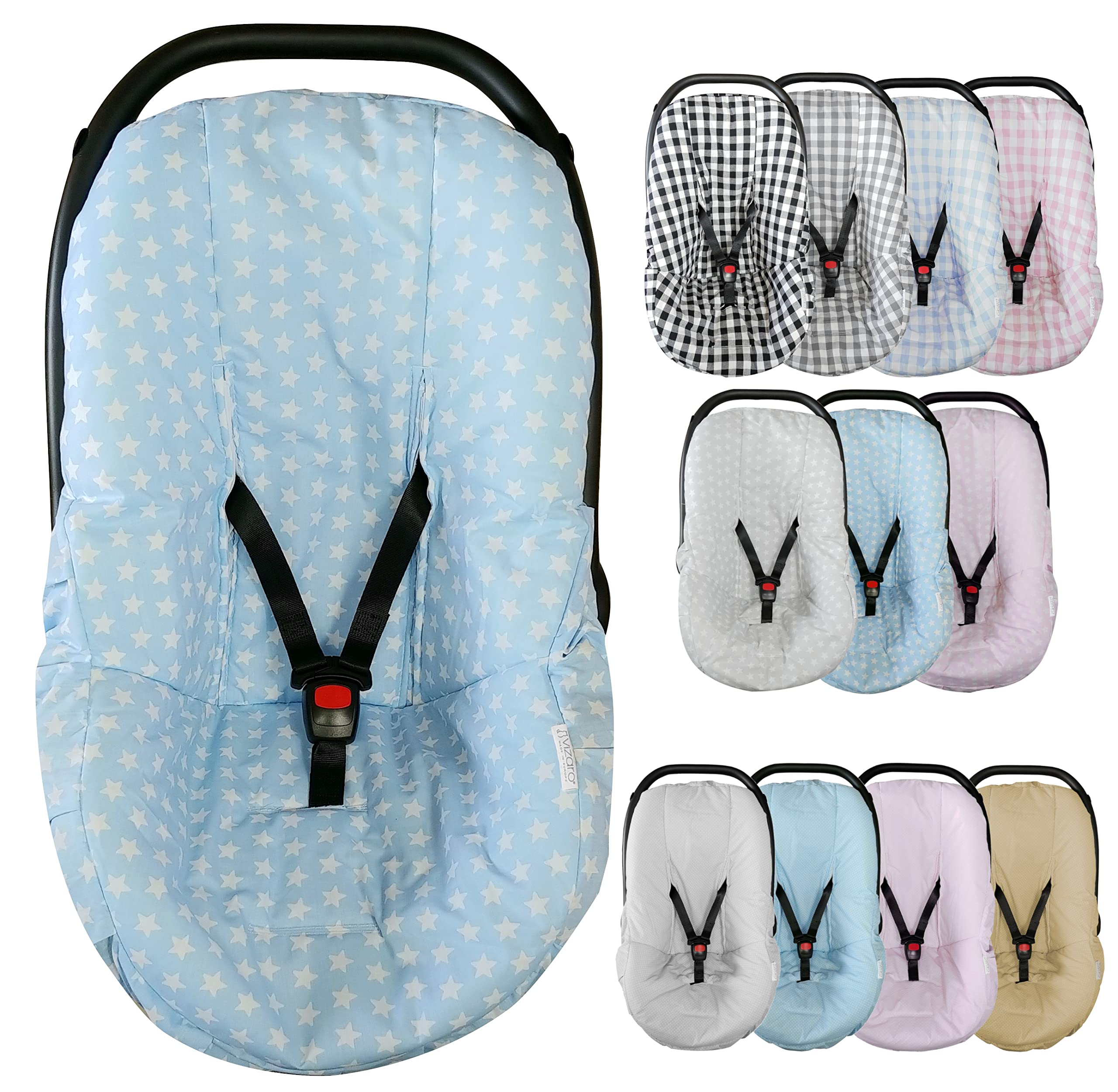 Copri seggiolino auto per bambini universale gruppo 0/0+ cotone ideale estate - marca Vizaro - blu stelle