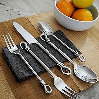 Vista 2 de Gourmet Settings - 20-Piece Silverware Set -TWIST Collection - Polished Stainless Steel Flatware Sets - Service for 4 - Kitchen Cutlery Utensils