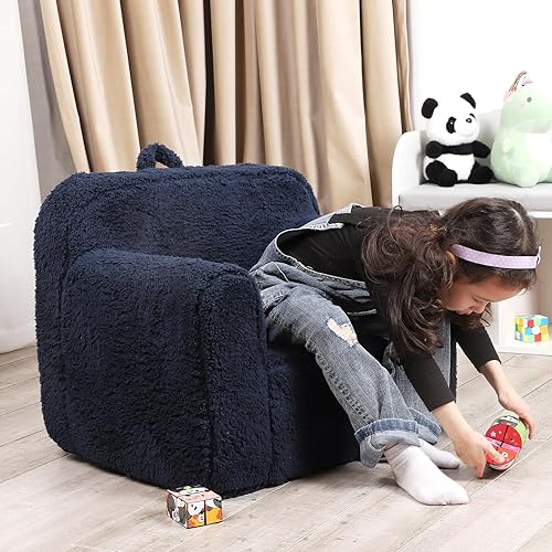 Miniatura 2 de Silla Sherpa Suave y Acogedora para Niños, Silla de Espuma Tierna para Niños Pequeños para Niños y Niñas, Azul Oscuro
