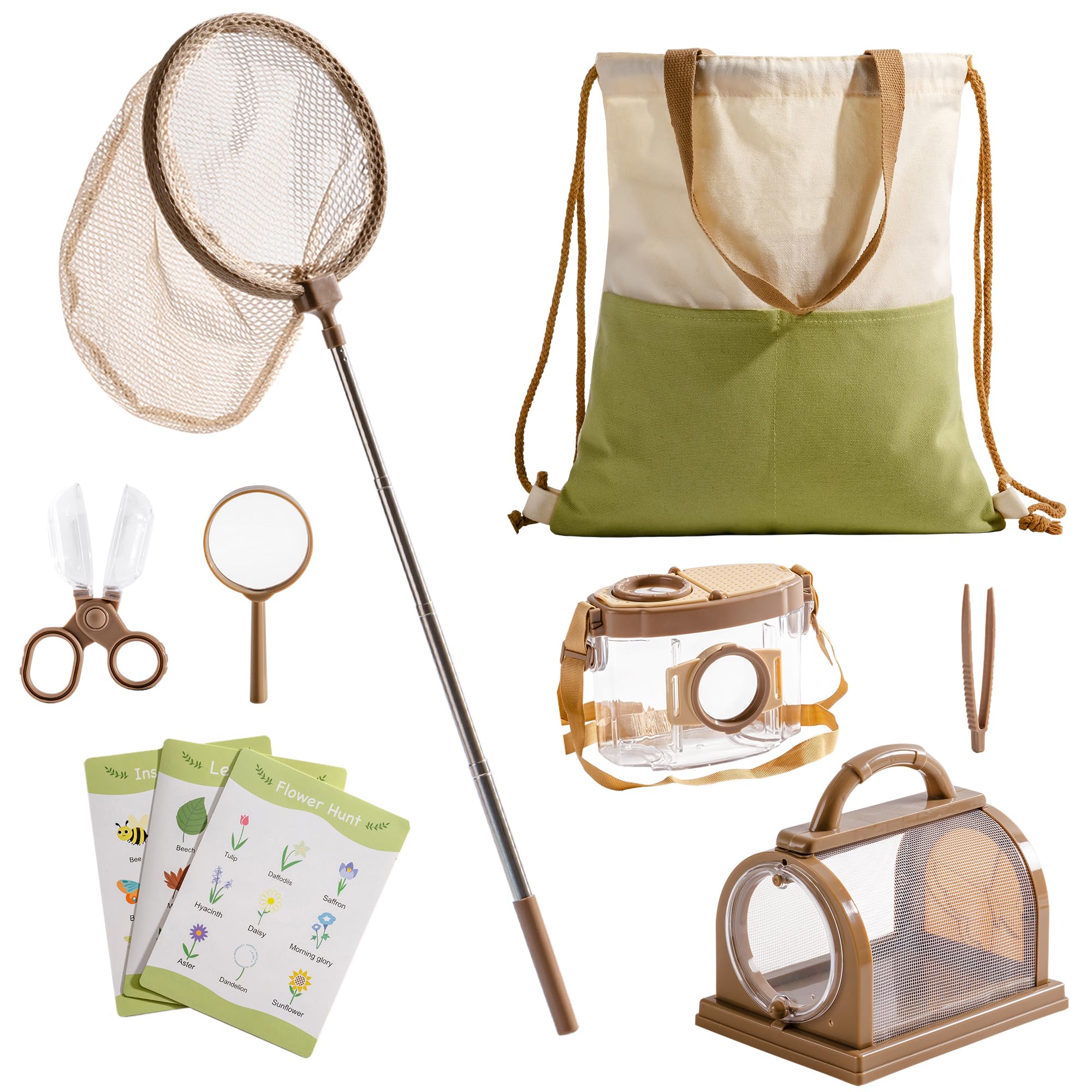 ROBOTIME Kids Explore Kit & Bug Catcher Kit, edukacyjny sprzęt kempingowy dla dzieci, zestaw do eksploracji na świeżym powietrzu, zabawka przygodowa, prezent dla chłopców i dziewczynek w wieku 3-12