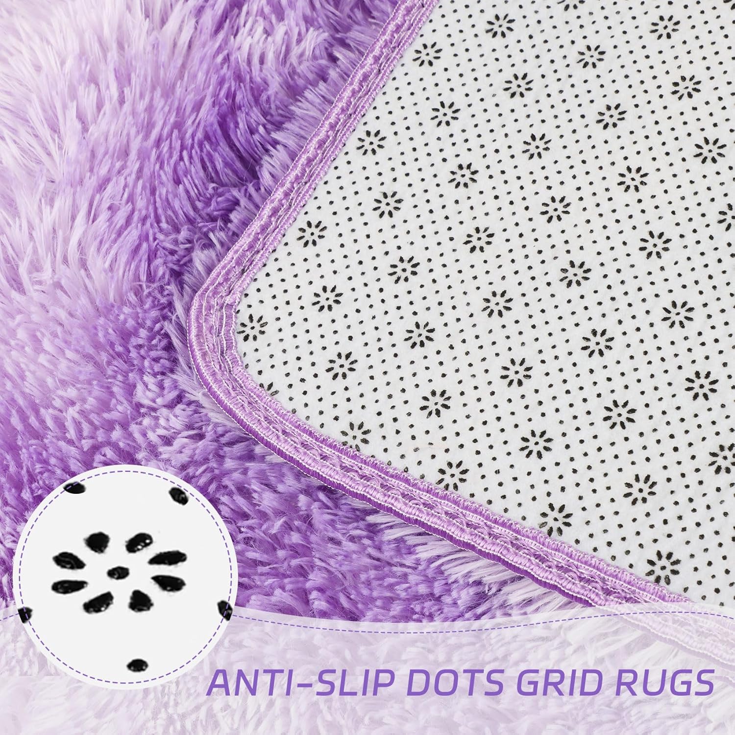 duduta Purple Plush Area Rugs for Bedroom 5x8 ft, Fluffy Carpet for Living Room Kids Room, Large Shag Dorm Rug, Washable Non Slip