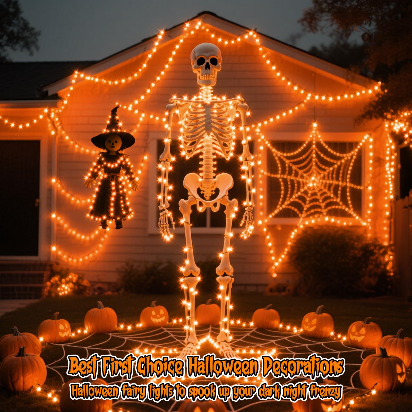 Guirnalda de luces LED estrelladas, luces de hadas que funcionan con pilas, luces de alambre de cobre para decoración de Navidad, disfraces, bodas (naranja, pies, 7.2)