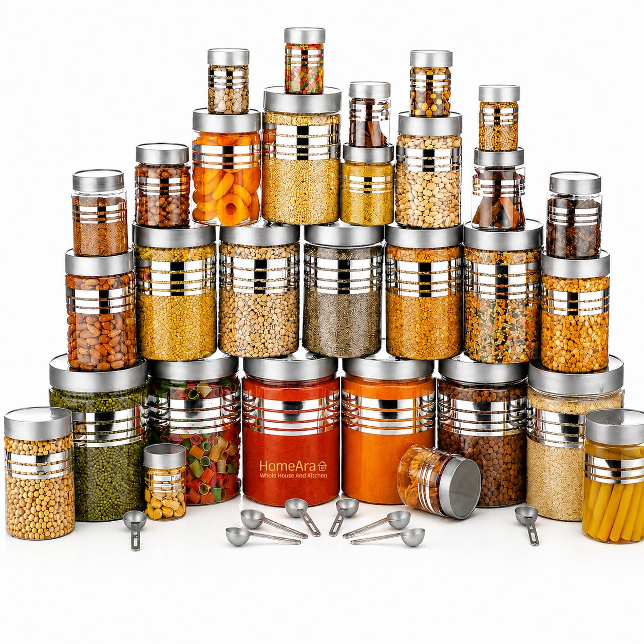 HomeAra 24-Piece Plastic Storage Jar Set - Image 1