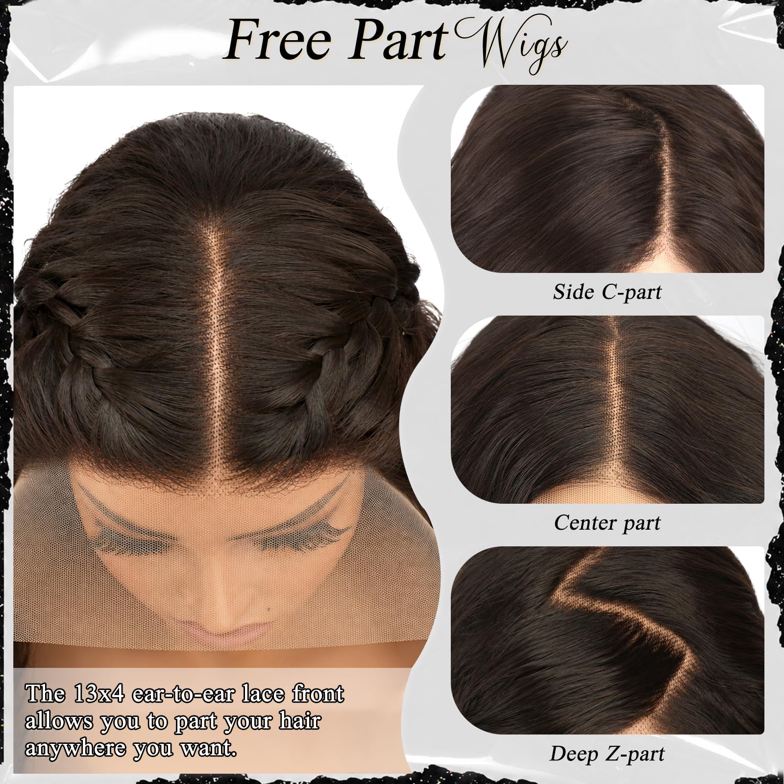 Sofeiyan 13x4 Transparent Lace Front Perücken,66 cm Klebefreie Perücke