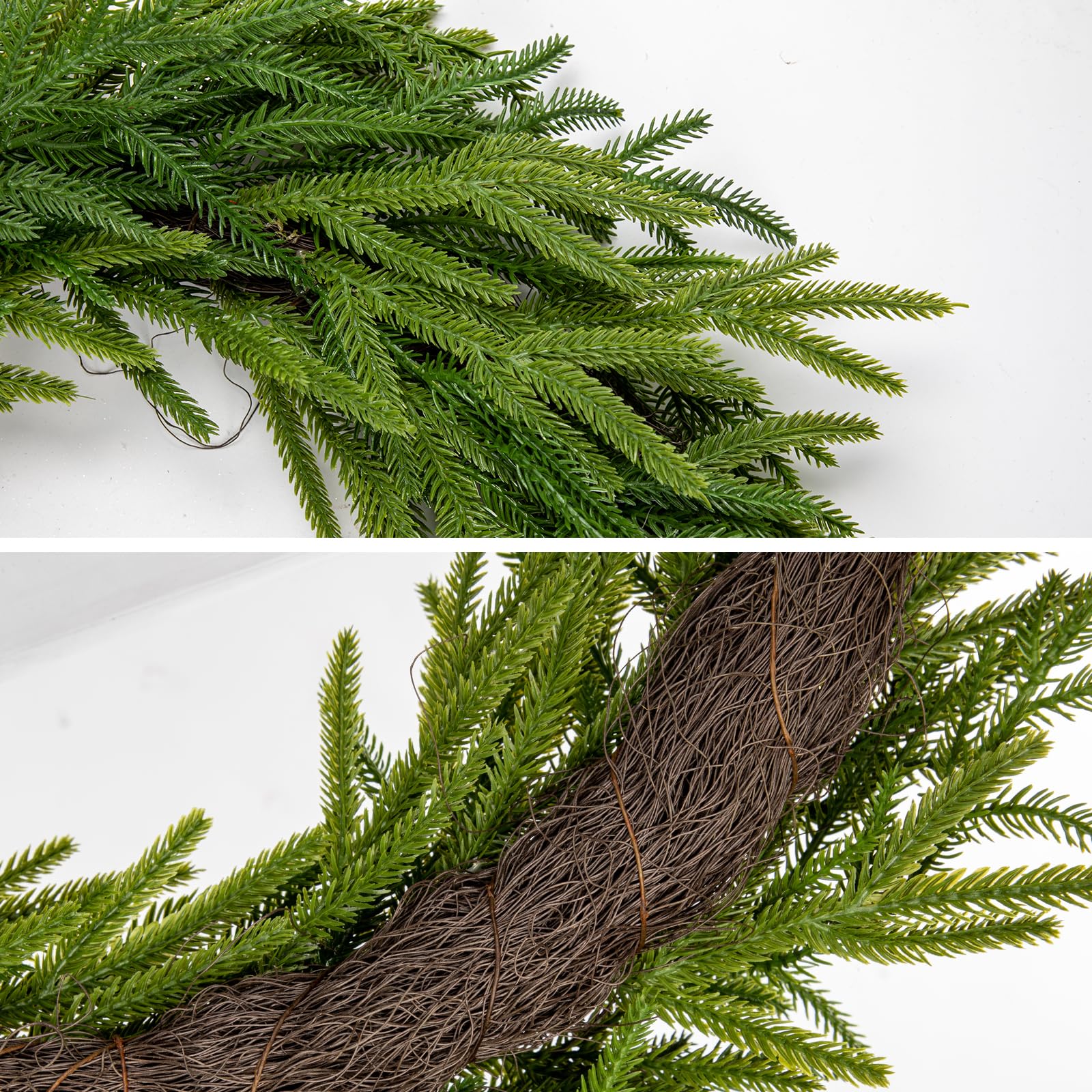 60 cm Türkranz Weihanchten Künstliche Norfolk Pine Tannenzweige Dekokranz Grün für Haustür Tischkranz für Tischdeko Wandkranz für Fensterdeko Weihnachtsdeko zum Basteln Adventsdeko Wohnung