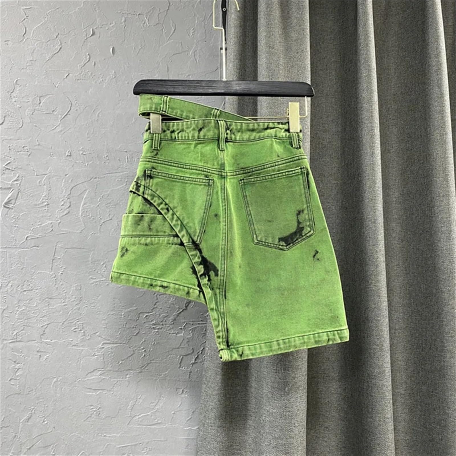 Falda Vaquera con Efecto Tie-Dye Irregular de Verano for Mujer, Faldas Cortas Acampanadas Cintura Alta para Eventos Y Fiestas