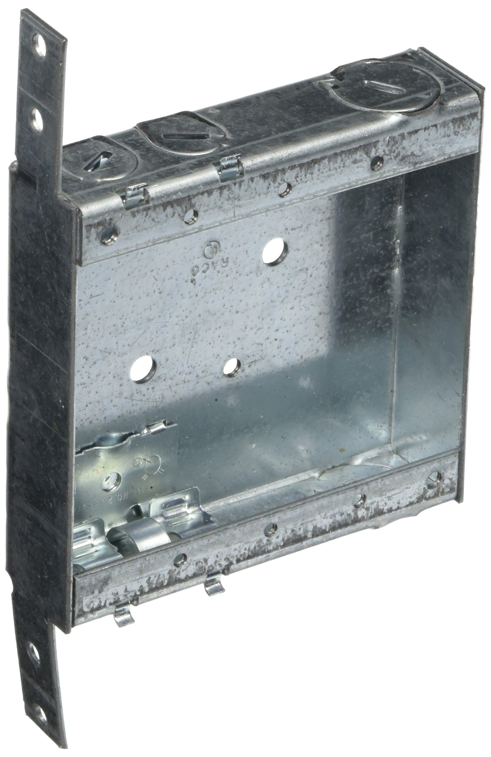 Hubbell-Raco 418 1-Inch Deep Switch Electrical Box, Welded with Side Stud Bracket, (2) 1/2-Inch End Knockouts, (4) NMSC Cable Clamps, 4-Inch x 4-Inch