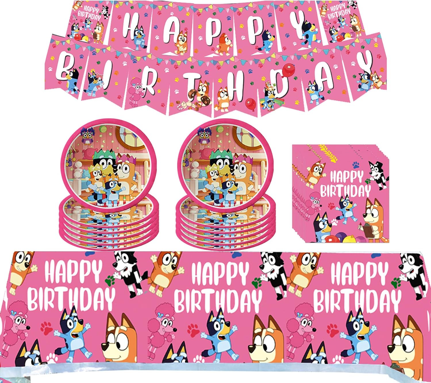 Pink Dog Party Supplies for Kids' Birthday, Pink Dog