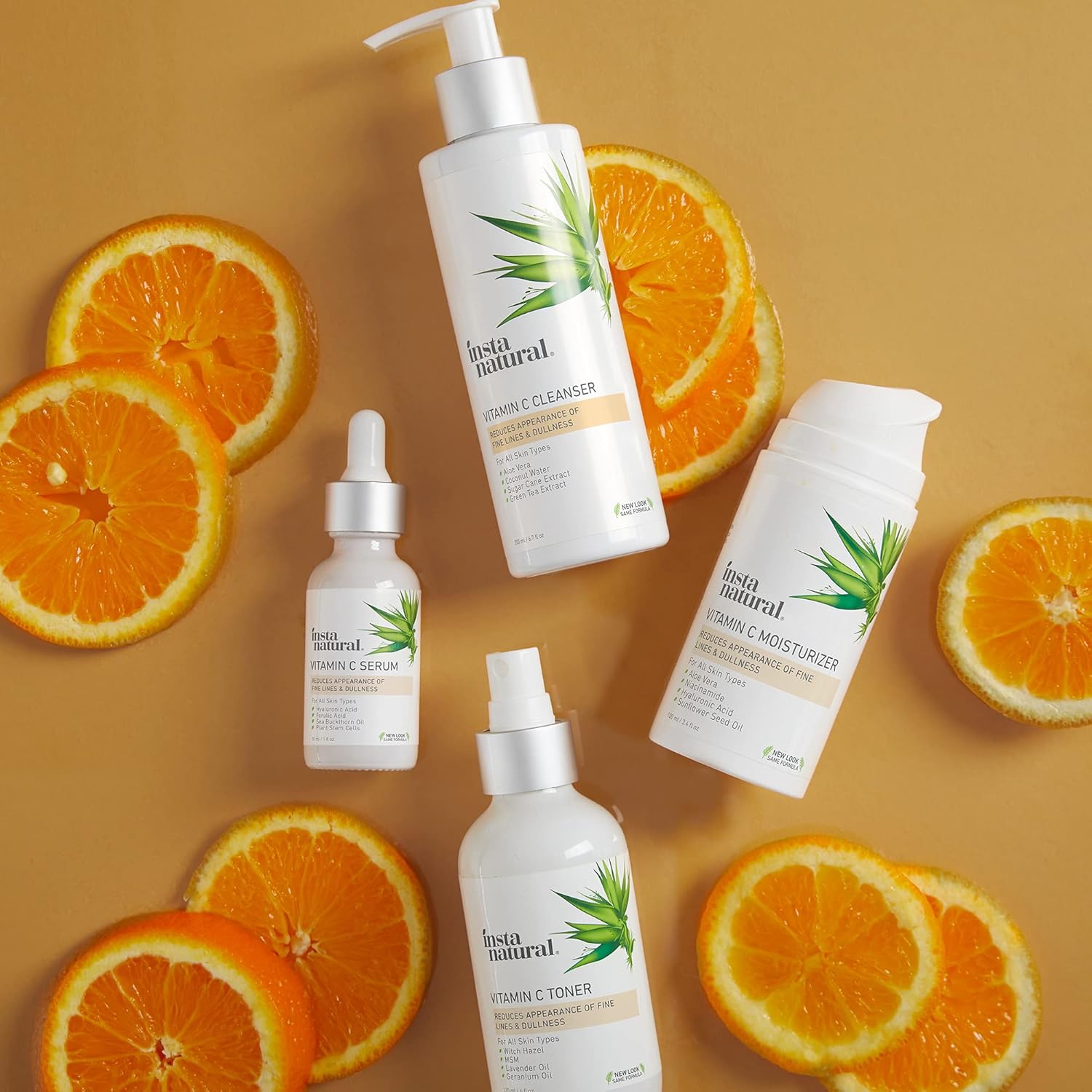 Vitamin C Skin Care Collection - Facial Cleanser, Face Toner with Witch Hazel, Vitamin C Serum plus Hyaluronic Acid & Facial Moisturizer with Jojoba Oil Anti aging, Clear Skin, Brightening Routine : Beauty & Personal Care