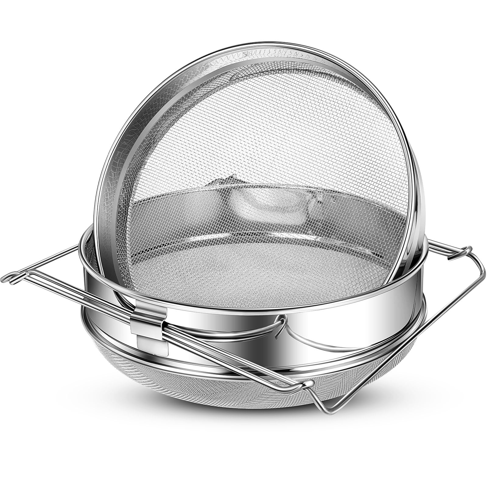 Nuogo 1 Set Stainless Steel Honey Strainer Double Honey Filter Double Mesh Extractor Debris Bee Keeping Equipment Filter Tools
