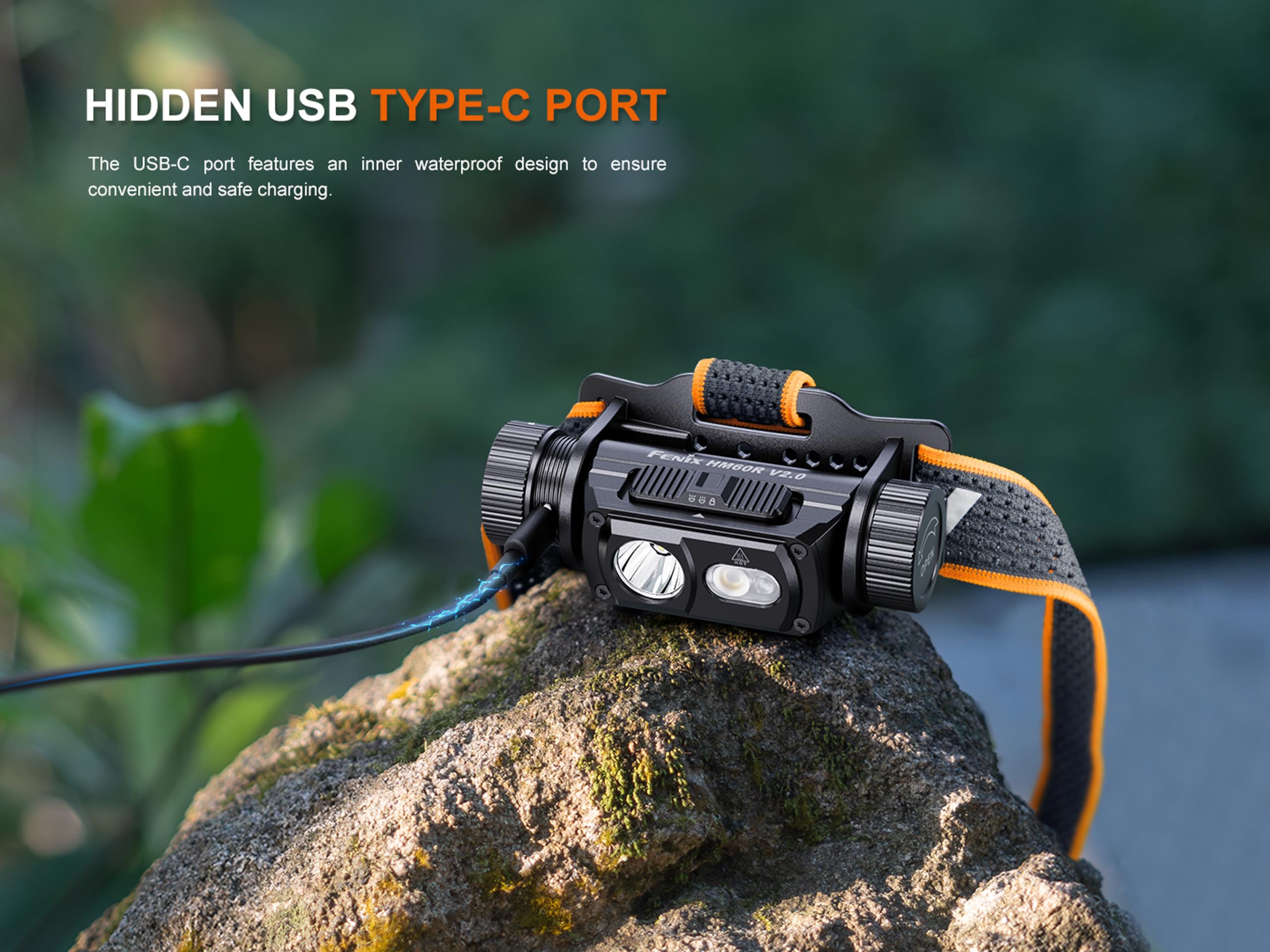 Fenix HM60R V2.0 - Linterna frontal recargable para exteriores | 1600 lúmenes | 170 m | 292 horas máximo | haz puntual, haz de inundación, luz roja/flash | Interruptor selector deslizante | IP68
