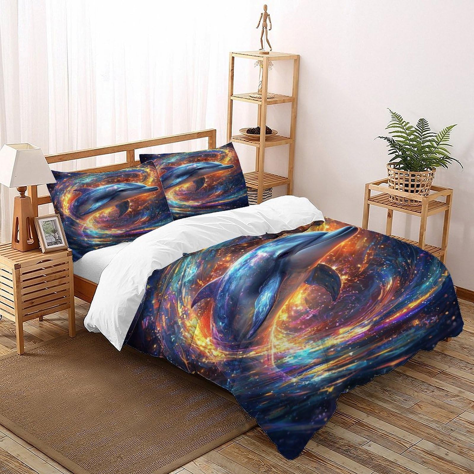 Linge de lit dauphin 3 pièces de qualité supérieure en 260x220cm