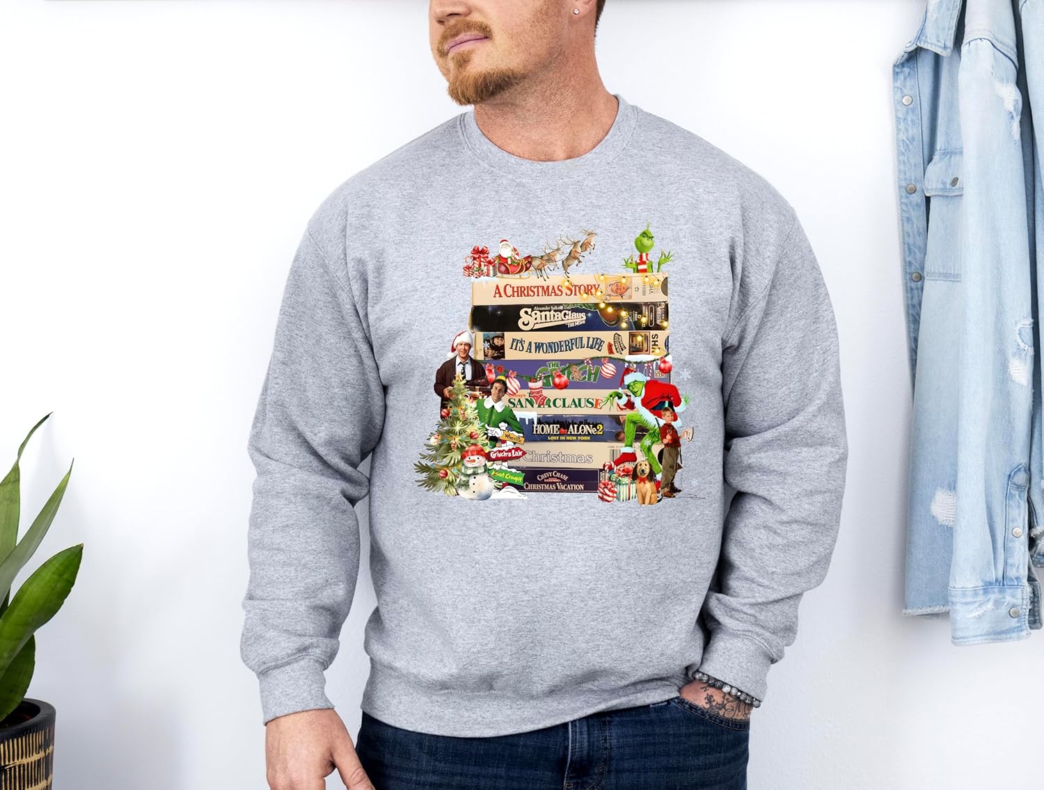 Christmas 90s Movies Sweatshirt, Christmas Sweatshirt for Woman, Merry Christams Shirt, Christmas Movie Tshirt, Holiday Sweater, Ugly Christmas Movie Sweater Multicolor - Image 4