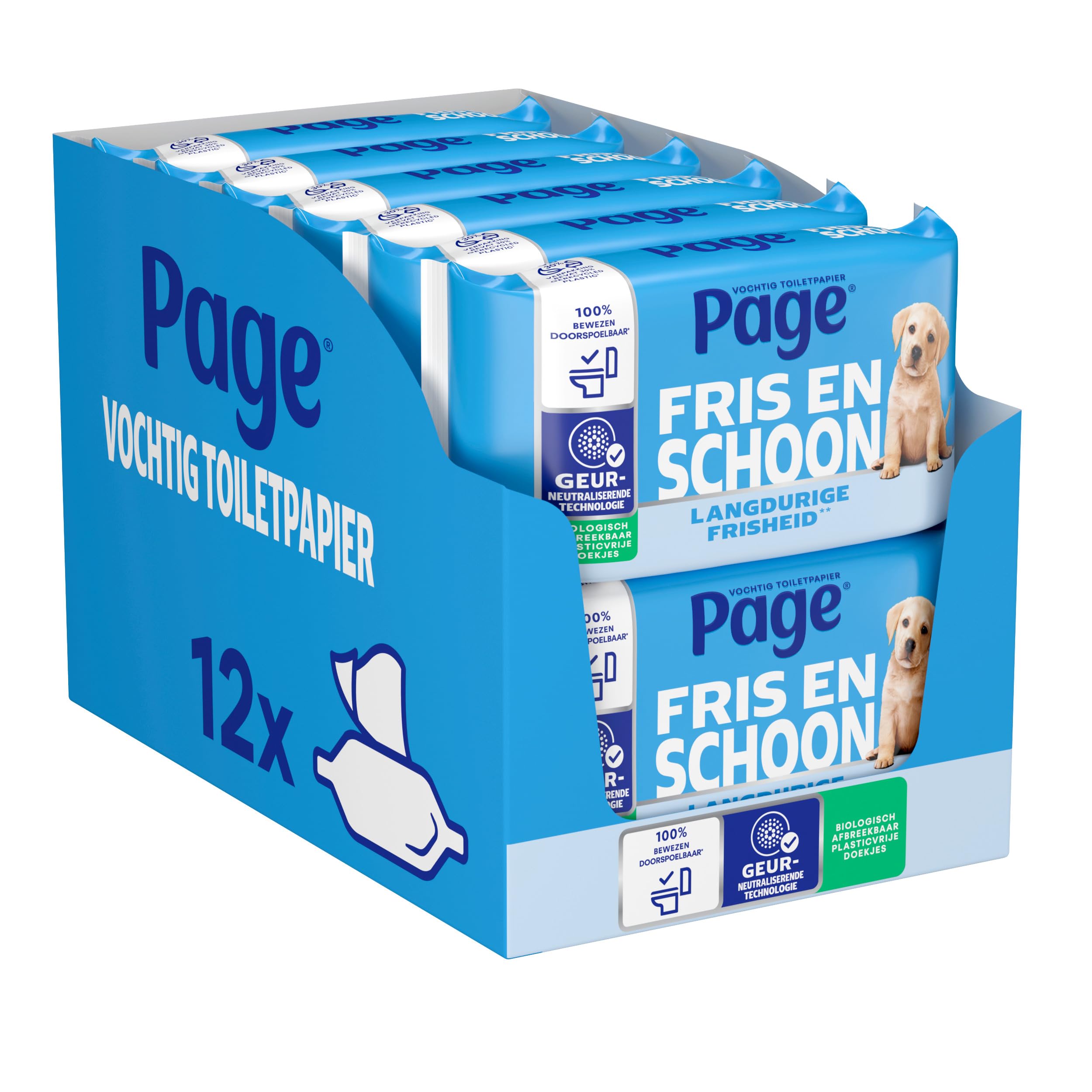 Page Vochtig Toiletpapier - Compleet Schoon - 456 Stuks (12 x 38 Stuks) - Voordeelverpakking