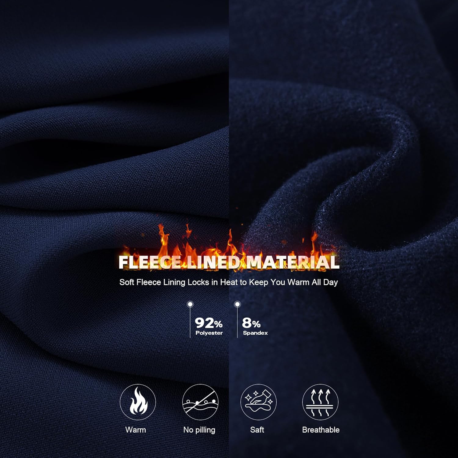 Hi Clasmix Fleece Lined Leggings Women - Seamless Thermal Winter High Waisted Tummy Control Thick Warm Yoga Pants - Image 3