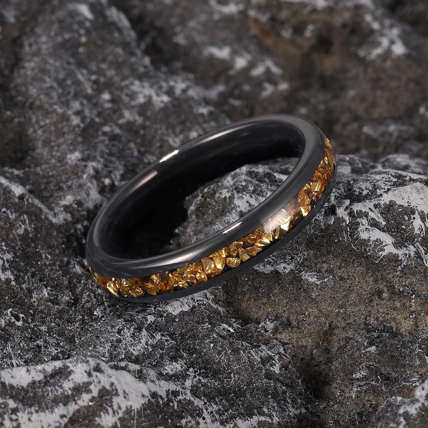 NUNCAD Black Tungsten Ring, Men's Women's Wedding Rings with Citrine/Blue/Amethyst/Galaxy Opal Ring 4mm 8mm Engagement Promise Ring Comfort Fit Size 5-12 - Image 4