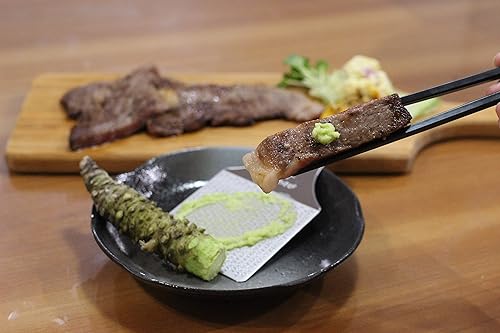 Miniatura 6 de Rallador de Wasabi de acero inoxidable sostenible  Hagane Zame  Rejilla Wasabi, ajo, jengibre, manzanas, frutas, verduras, textura cremosakinjirushi