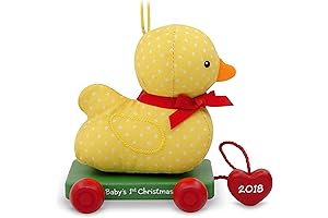 Hallmark Keepsake Christmas Ornament 2018 Year Dated, Baby's First Christmas, Fabric and Wood