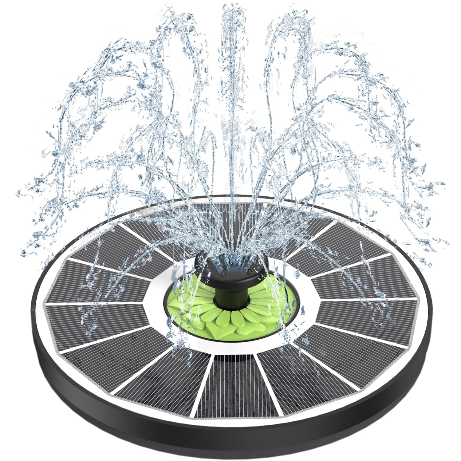 SZMP Solar Springbrunnen, 3.5W Glas Solar Teichpumpe mit 7 Düsen & 4 Fixe Rohre Solar Wasserpumpe Solar Schwimmender Fontäne für Garten, Teich, Vogel-Bad