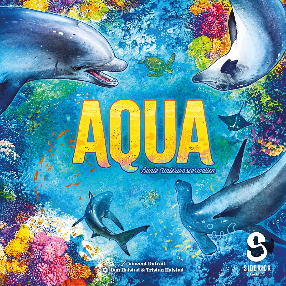 Asmodee Sidekick Games, Aqua : Mondes sous-Marins colorés, Jeu Familial, Jeu de Ponte, 1-4 Joueurs, à partir de 8 Ans, 30-45 Minutes, Allemand