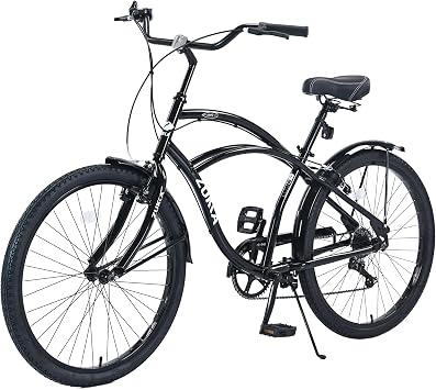 ZUKKA 26 Inch Beach Cruiser Bike for Women 7 Speed Cruiser Bike with High Carbon Steel Dual V-Brakes Commuter Bike for Women Men, Multiple Colors