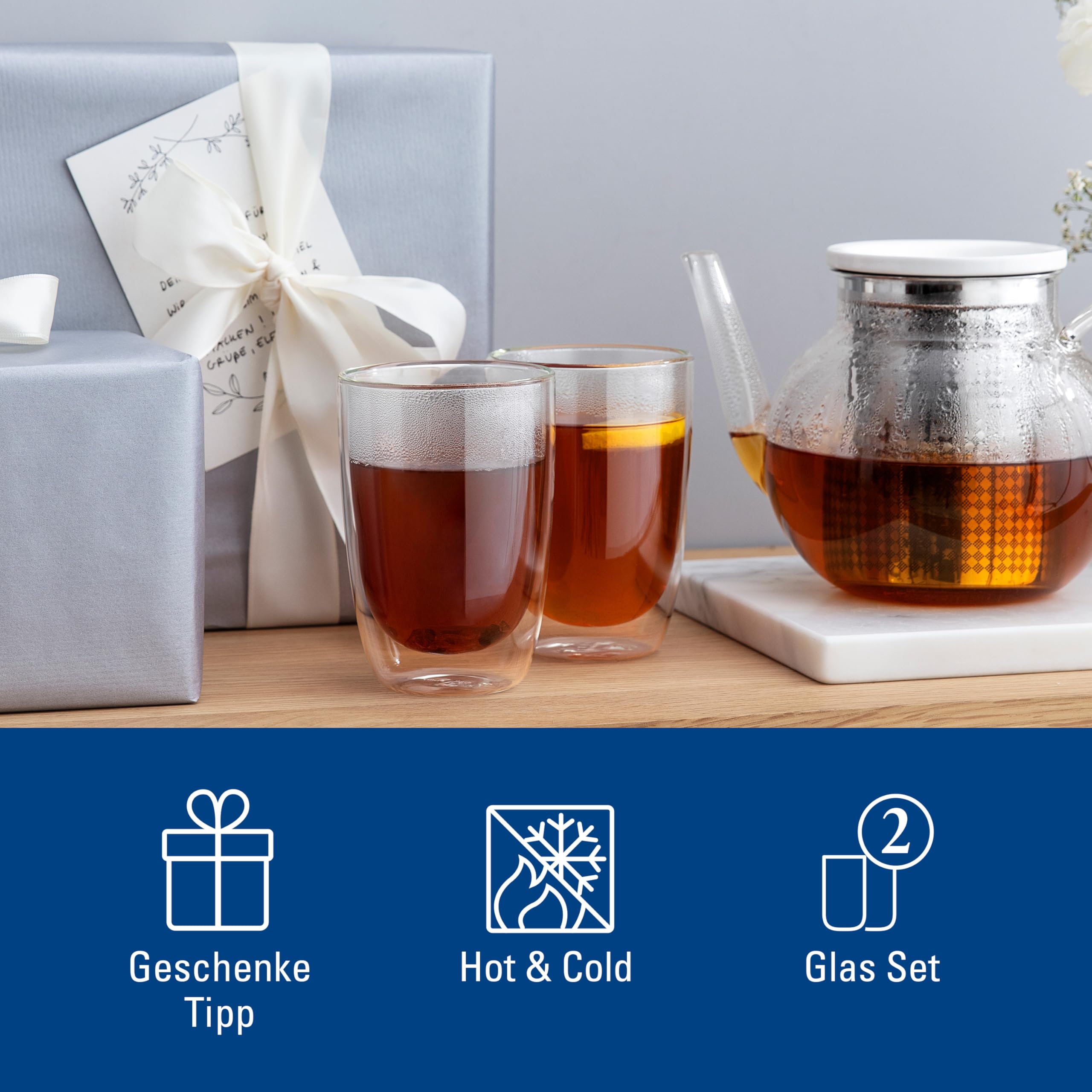 Villeroy & Boch Artesano Hot&Cold Beverages Tazas de té, 0.39 litros, medido hasta el borde, Vidrio borosilicatado